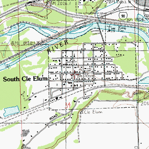 Topographic Map of Town of South Cle Elum, WA