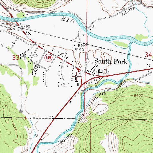 Topographic Map of Town of South Fork, CO