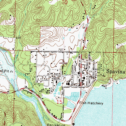 Topographic Map of Town of Spavinaw, OK