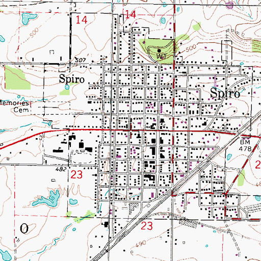 Topographic Map of Town of Spiro, OK