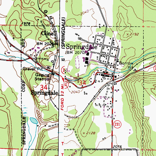 Topographic Map of Town of Springdale, WA