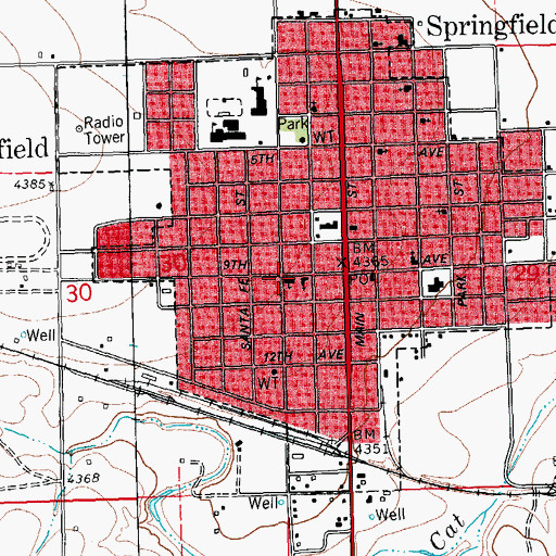 Topographic Map of Town of Springfield, CO