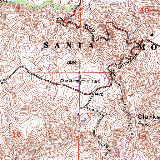Topographic Map of Deals Flat, CA