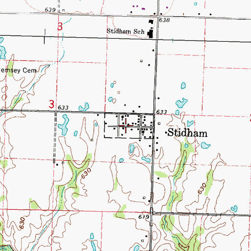 Topographic Map of Town of Stidham, OK