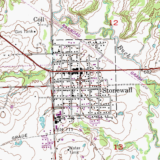 Topographic Map of Town of Stonewall, OK