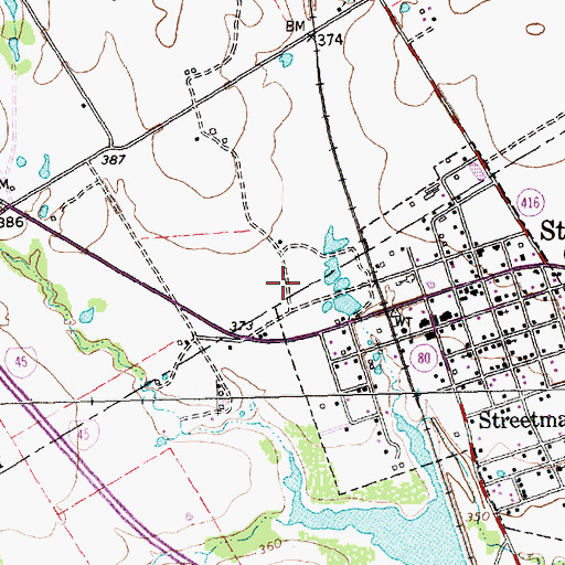 Topographic Map of Town of Streetman, TX