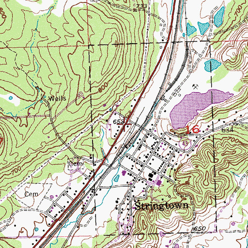 Topographic Map of Town of Stringtown, OK