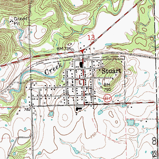Topographic Map of Town of Stuart, OK
