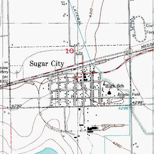 Topographic Map of Town of Sugar City, CO