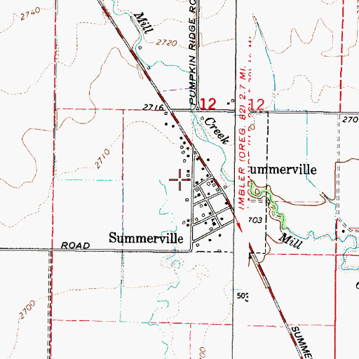 Topographic Map of Town of Summerville, OR