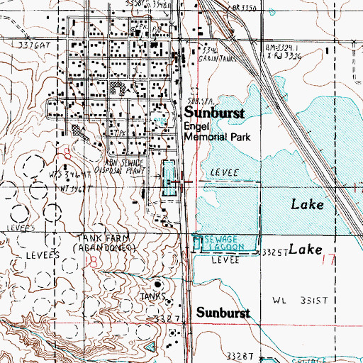 Topographic Map of Town of Sunburst, MT