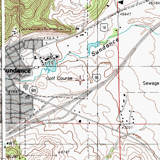 Topographic Map of Town of Sundance, WY