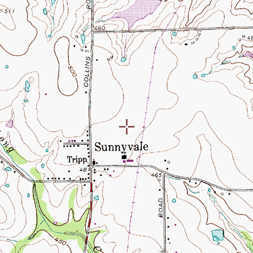 Topographic Map of Town of Sunnyvale, TX