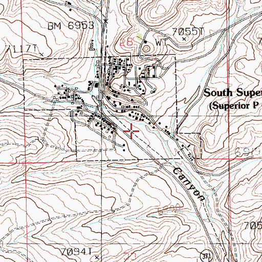 Topographic Map of Town of Superior, WY