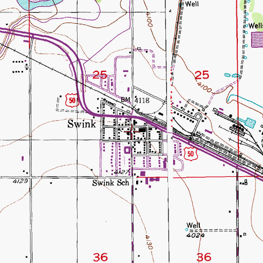 Topographic Map of Town of Swink, CO