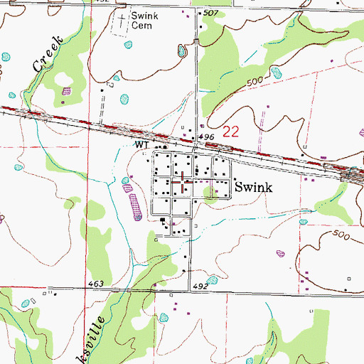 Topographic Map of Town of Swink (historical), OK