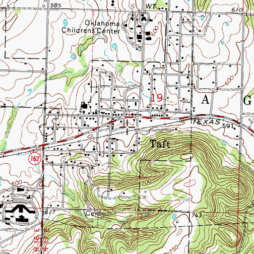 Topographic Map of Town of Taft, OK