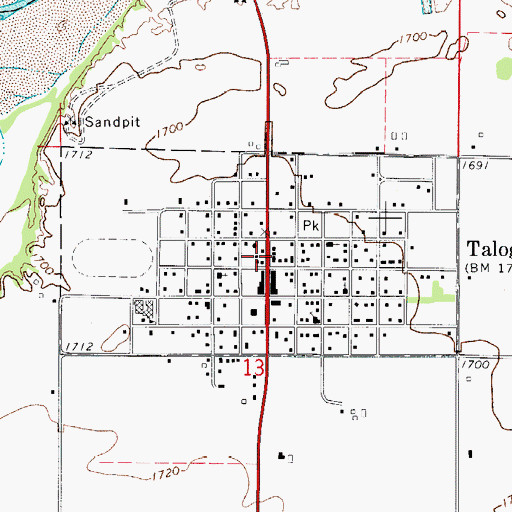 Topographic Map of Town of Taloga, OK