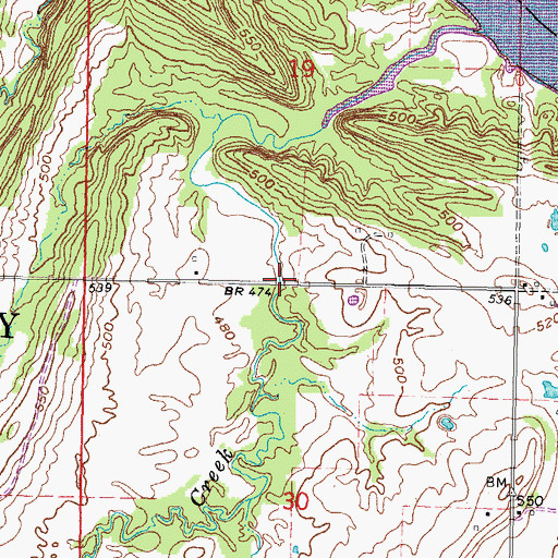 Topographic Map of Town of Tamaha, OK