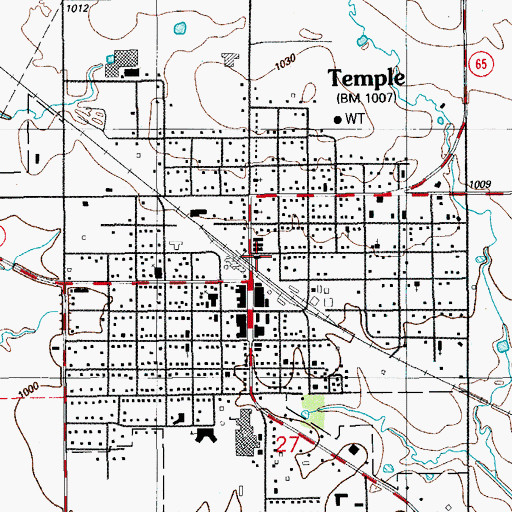 Topographic Map of Town of Temple, OK