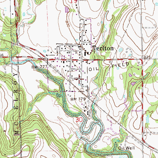 Topographic Map of Town of Terlton, OK