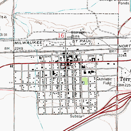 Topographic Map of Town of Terry, MT