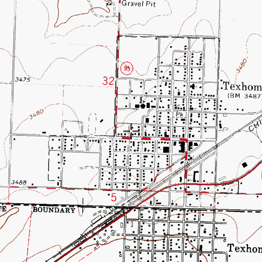 Topographic Map of Town of Texhoma, OK