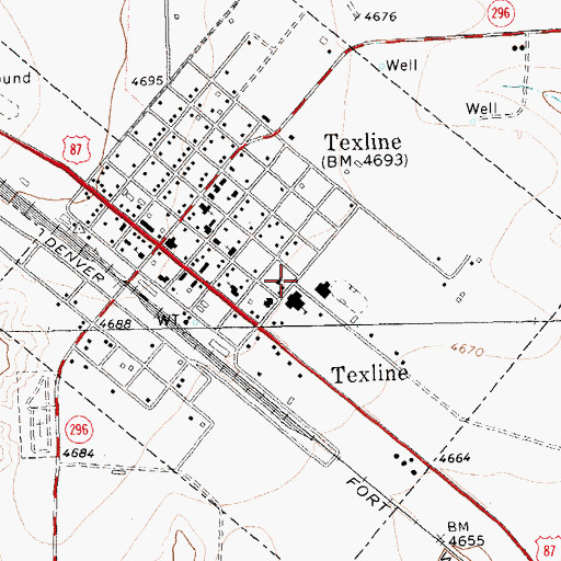 Topographic Map of Town of Texline, TX