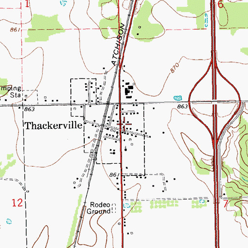 Topographic Map of Town of Thackerville, OK