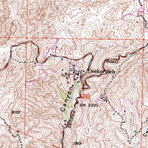 Topographic Map of Decker School, CA