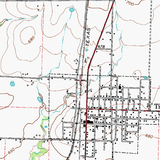Topographic Map of Town of Tioga, TX