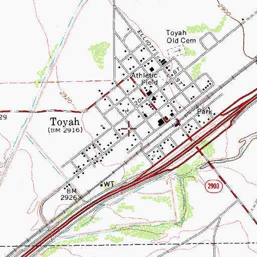 Topographic Map of Town of Toyah, TX