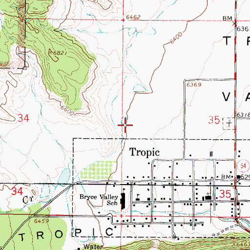 Topographic Map of Town of Tropic, UT