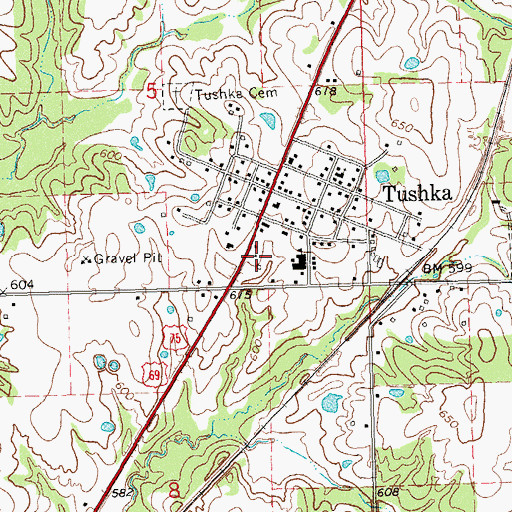 Topographic Map of Town of Tushka, OK