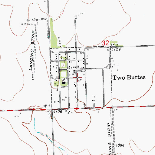 Topographic Map of Town of Two Buttes, CO