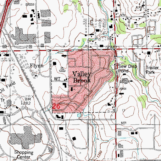 Topographic Map of Town of Valley Brook, OK