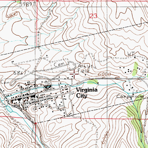 Topographic Map of Town of Virginia City, MT