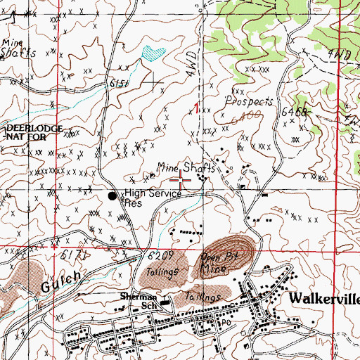 Topographic Map of Town of Walkerville, MT