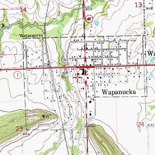 Topographic Map of Town of Wapanucka, OK