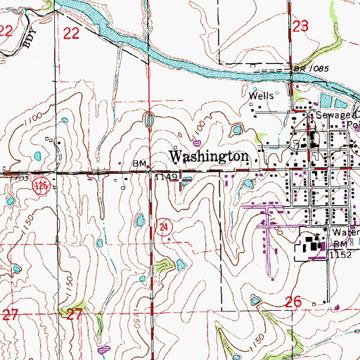 Topographic Map of Town of Washington, OK
