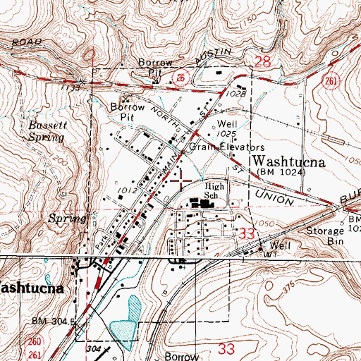Topographic Map of Town of Washtucna, WA