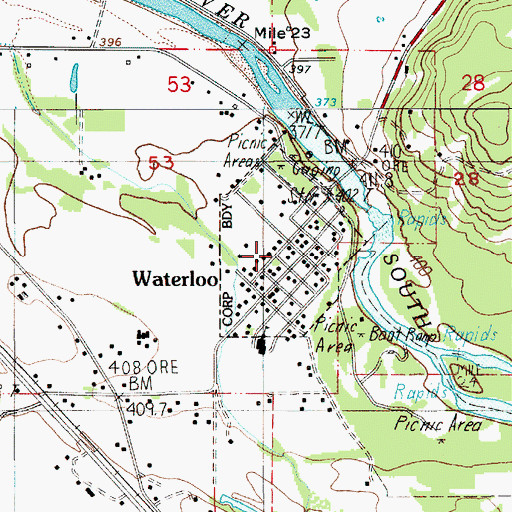 Topographic Map of Town of Waterloo, OR