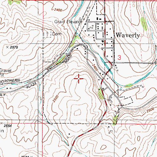 Topographic Map of Town of Waverly, WA