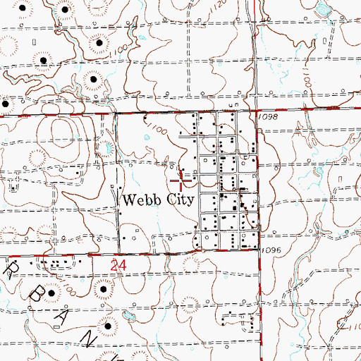 Topographic Map of Town of Webb City, OK
