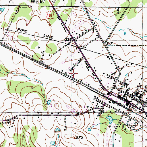 Topographic Map of Town of Wells, TX