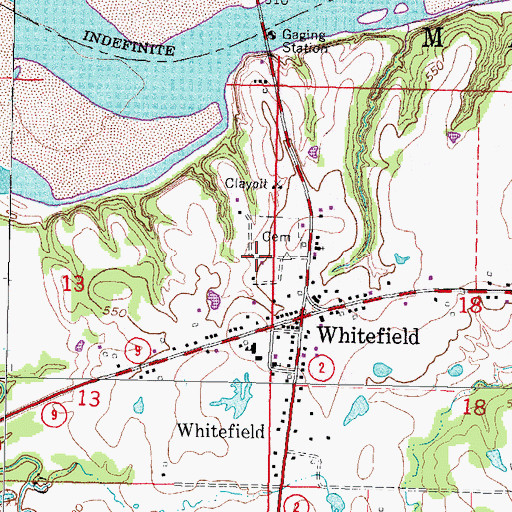 Topographic Map of Town of Whitefield, OK