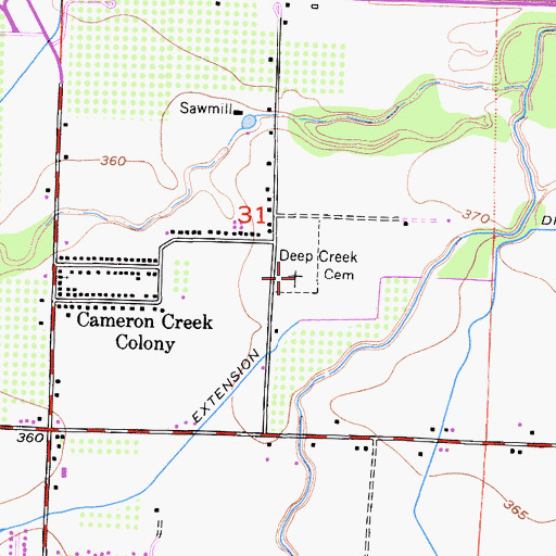 Topographic Map of Deep Creek Cemetery, CA