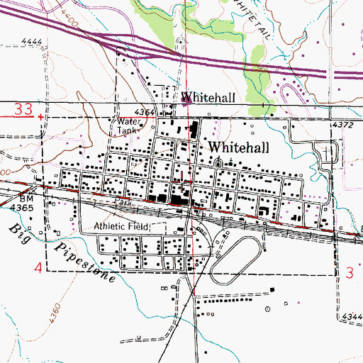 Topographic Map of Town of Whitehall, MT