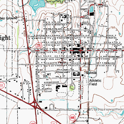 Topographic Map of Town of Whitewright, TX