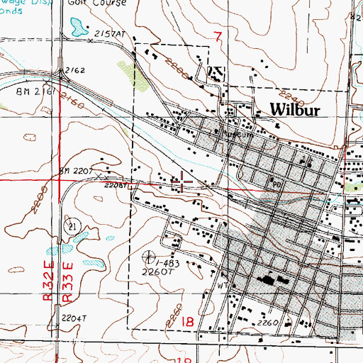 Topographic Map of Town of Wilbur, WA